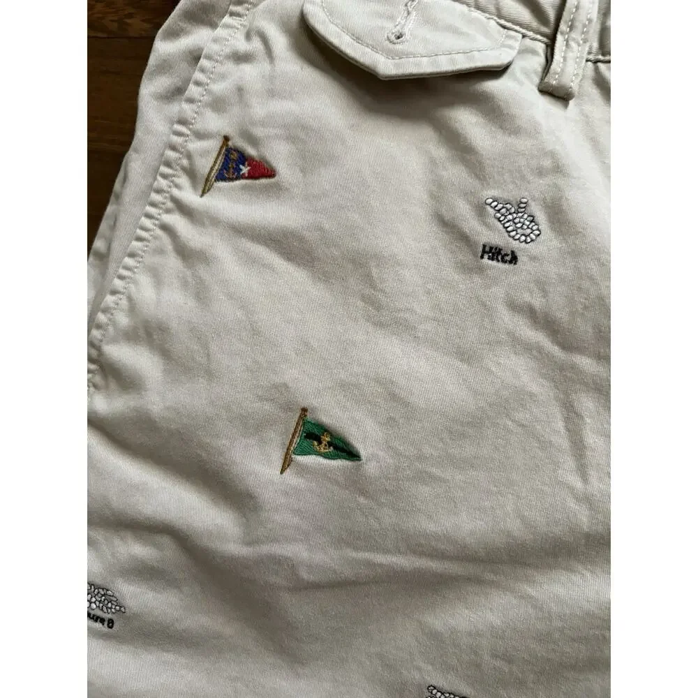 2022 Polo R.L Classic Chino Shorts Nautical Flags Knots Embroidered Waist 33